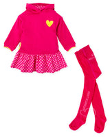 VESTIDO CON CAPUCHA FUXIA CON LEOTARDOS