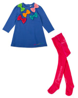 VESTIDO LAZOS AZUL ELECTRICO CON LEOTARDOS