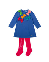 VESTIDO LAZOS AZUL ELECTRICO CON LEOTARDOS