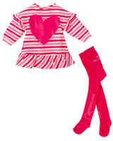 VESTIDO CORAZÓN RAYAS FUCSIA CON LEOTARDOS