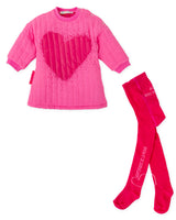 VESTIDO CORAZÓN FRESA CON LEOTARDOS