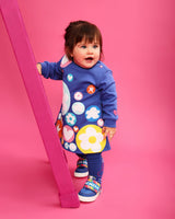 VESTIDO ICONOS AZUL ELECTRICO CON LEOTARDOS