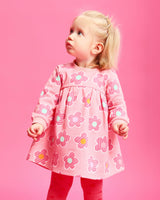 VESTIDO FLORES ROSA CON LEOTARDOS