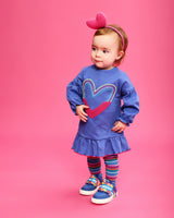 VESTIDO CORAZÓN AZUL ELECTRICO CON LEOTARDOS