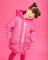 PARKA CAPUCHA CUADROS FUCSIA
