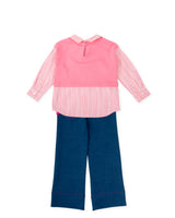 CONJUNTO CAMISA COMBINADA FRESA Y PANTALÓN DENIM