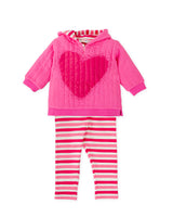 CONJUNTO SUDADERA ACOLCHADA CAPUCHA Y LEGGINS RAYAS FUCSIA