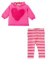 CONJUNTO SUDADERA ACOLCHADA CAPUCHA Y LEGGINS RAYAS FUCSIA