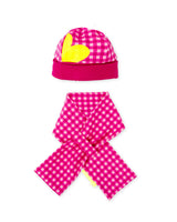 CONJUNTO GORRO Y BUFANDA CUADROS FUCSIA
