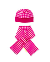 CONJUNTO GORRO Y BUFANDA CUADROS FUCSIA