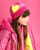 CONJUNTO GORRO Y BUFANDA CUADROS FUCSIA