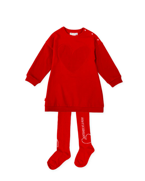 VESTIDO CORAZÓN ROJO CON LEOTARDOS