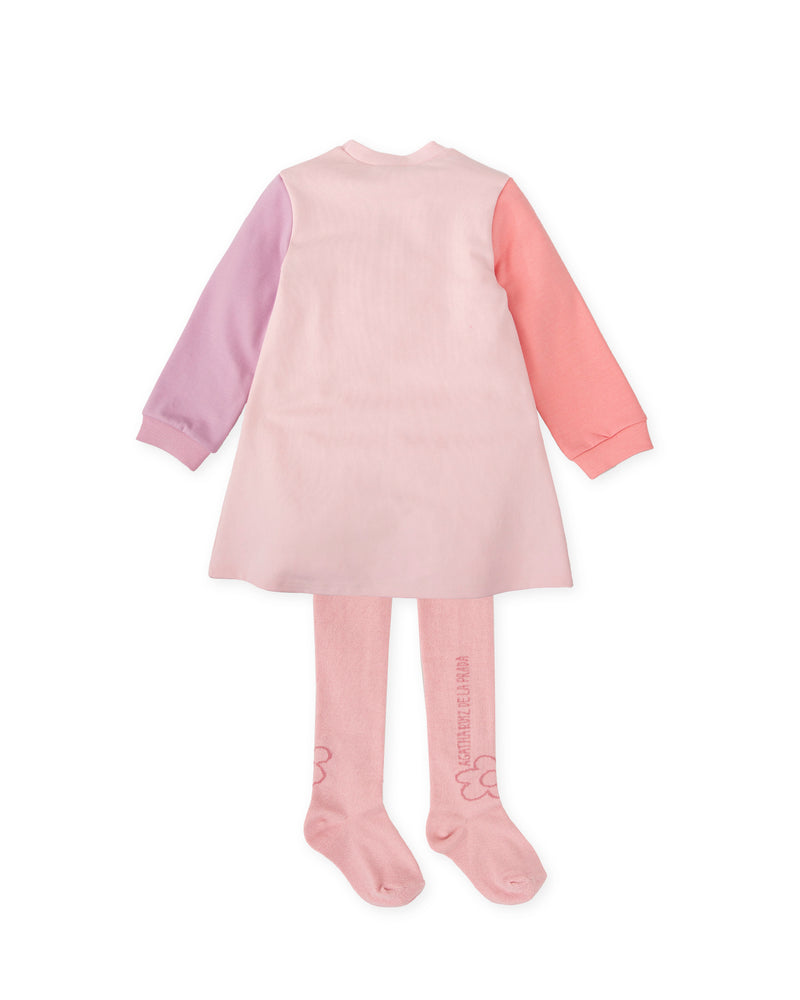 VESTIDO RIÑONERA ROSA CON LEOTARDOS