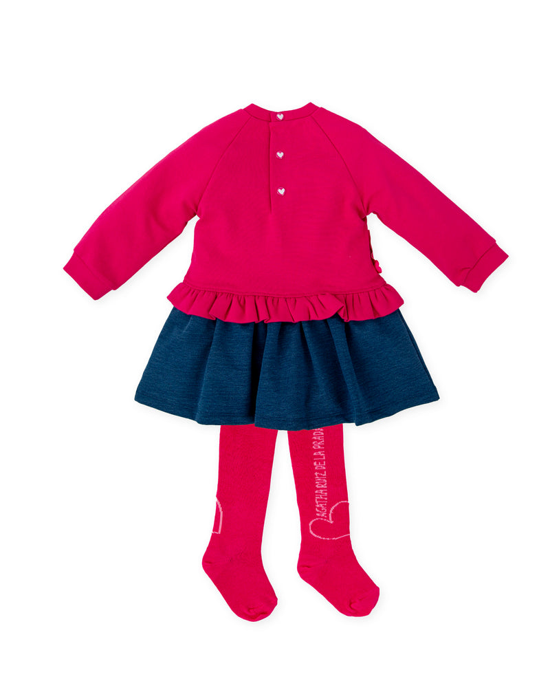 VESTIDO CORAZÓN ÍNDIGO CON LEOTARDOS
