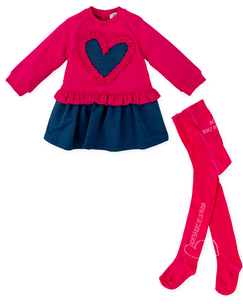 VESTIDO CORAZÓN ÍNDIGO CON LEOTARDOS