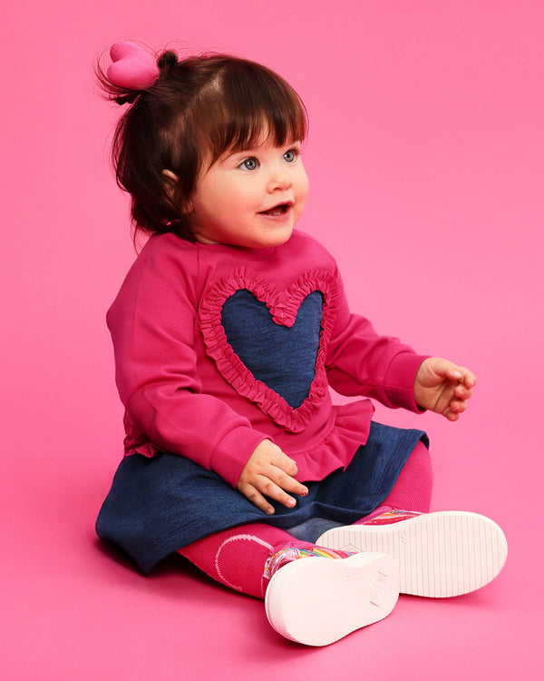 VESTIDO CORAZÓN ÍNDIGO CON LEOTARDOS