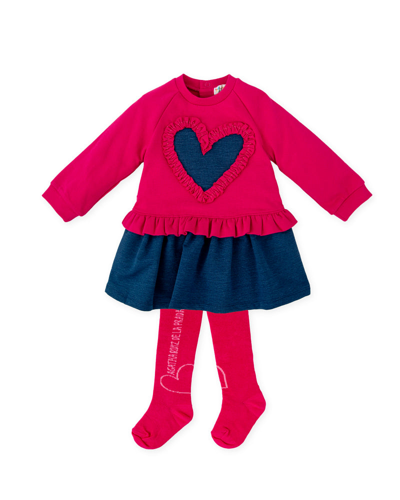 VESTIDO CORAZÓN ÍNDIGO CON LEOTARDOS