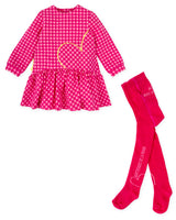 VESTIDO CUADROS FUXCIA CON LEOTARDOS