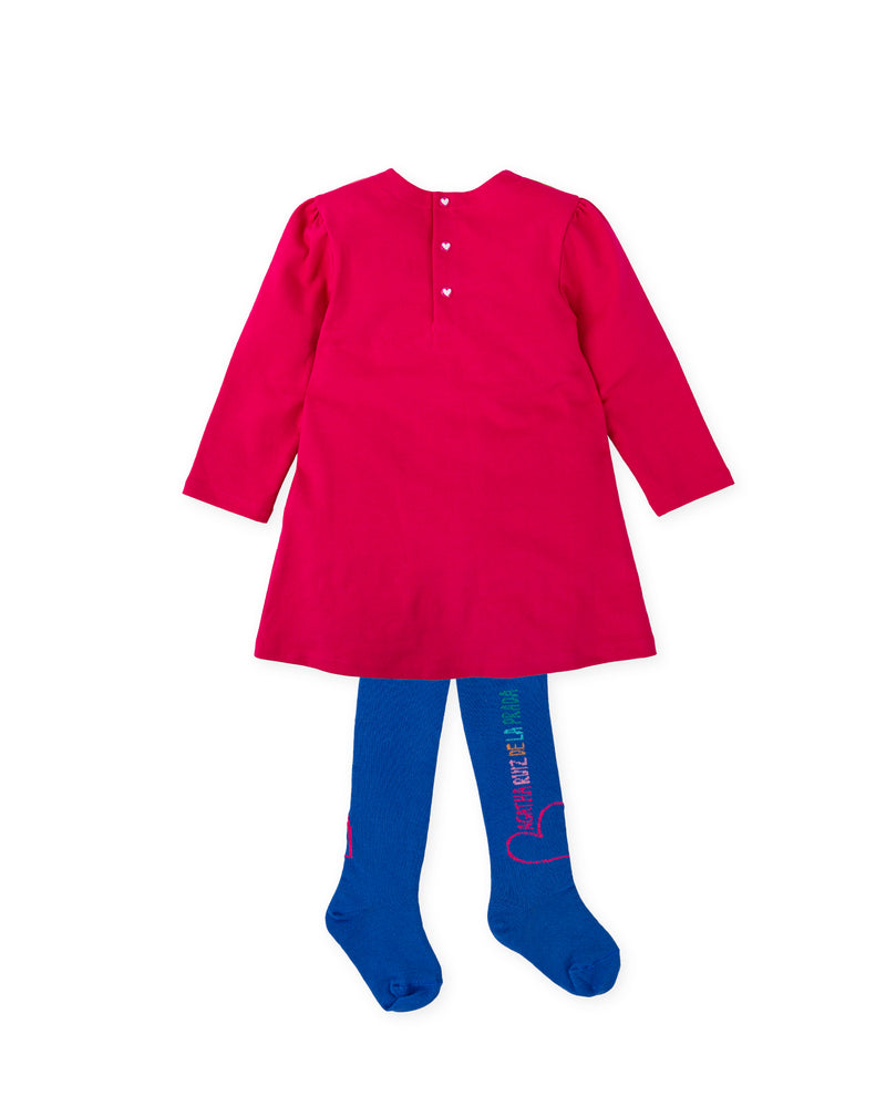 VESTIDO LAZOS  FUCSIA CON LEOTARDOS