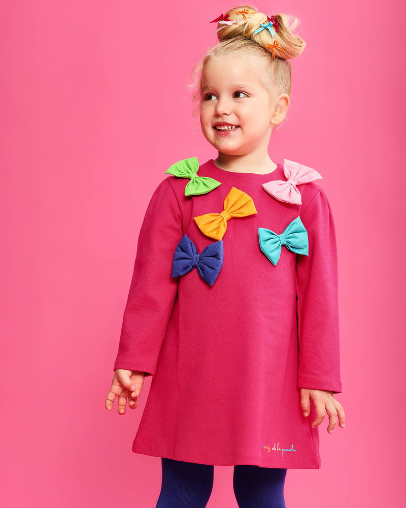 VESTIDO LAZOS  FUCSIA CON LEOTARDOS