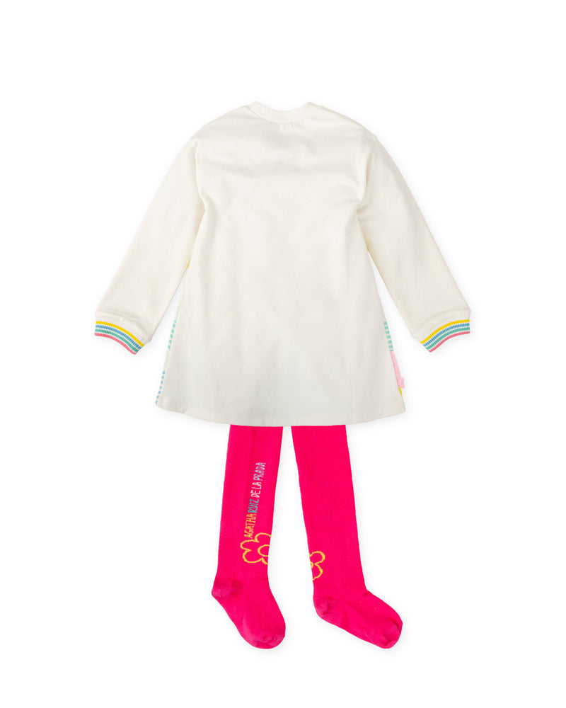 VESTIDO ICONOS BLANCO CON LEOTARDOS