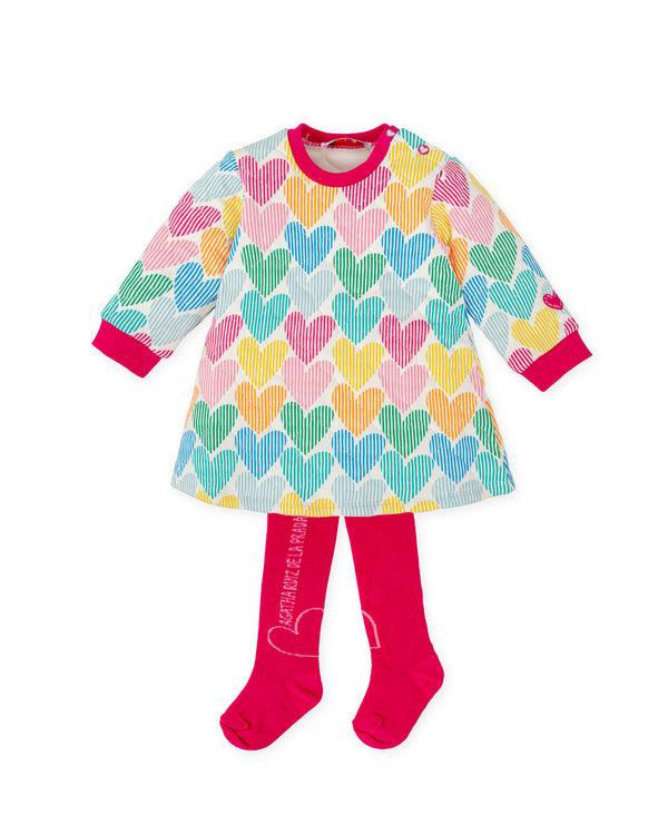 VESTIDO CORAZONES MULTICOLOR CON LEOTARDOS