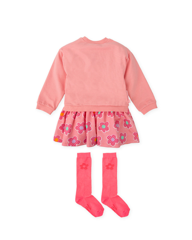 VESTIDO FLORES ROSA CON CALCETINES