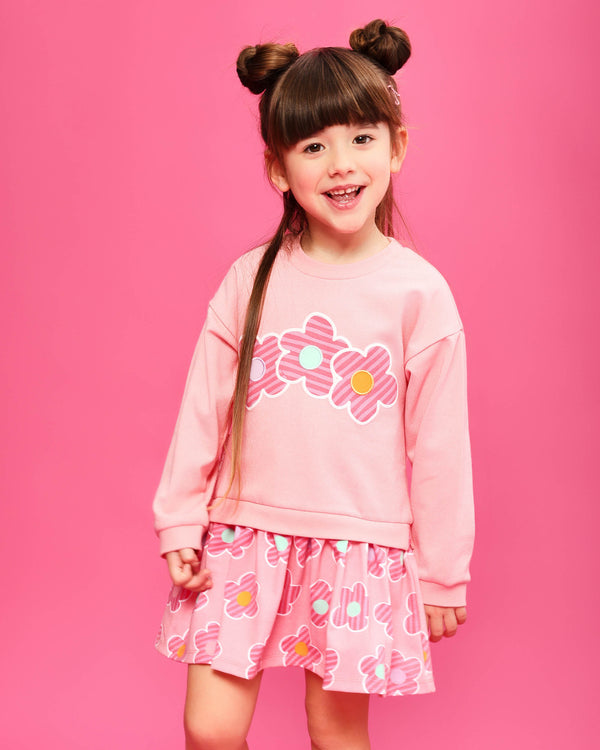 VESTIDO FLORES ROSA CON CALCETINES