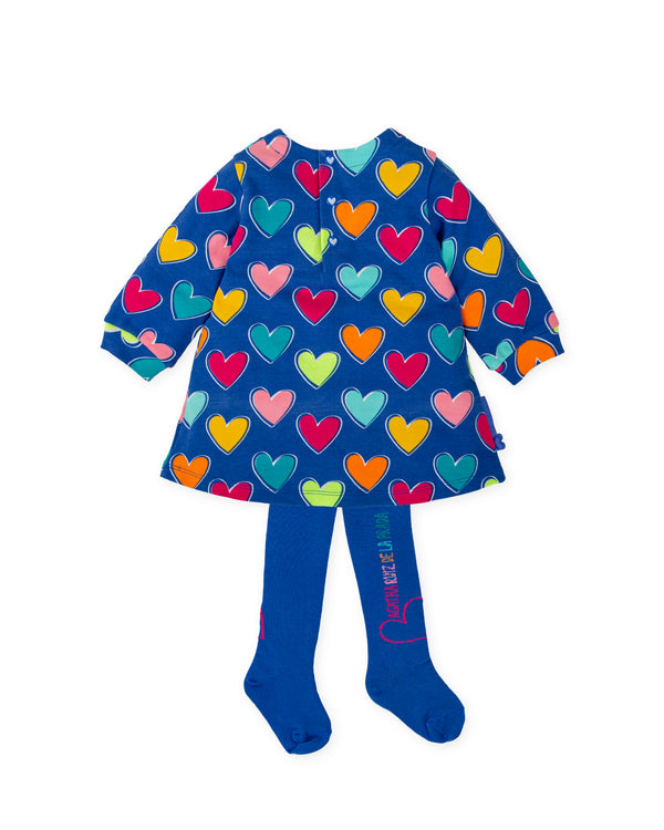 VESTIDO CORAZONES AZUL ELÉCTRICO CON LEOTARDOS