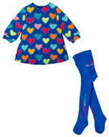 VESTIDO CORAZONES AZUL ELÉCTRICO CON LEOTARDOS