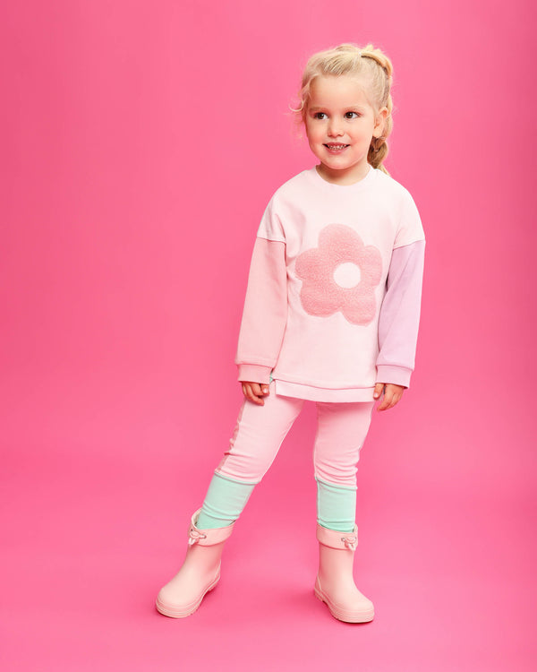 CONJUNTO SUDADERA FLOR Y LEGGINS ROSA