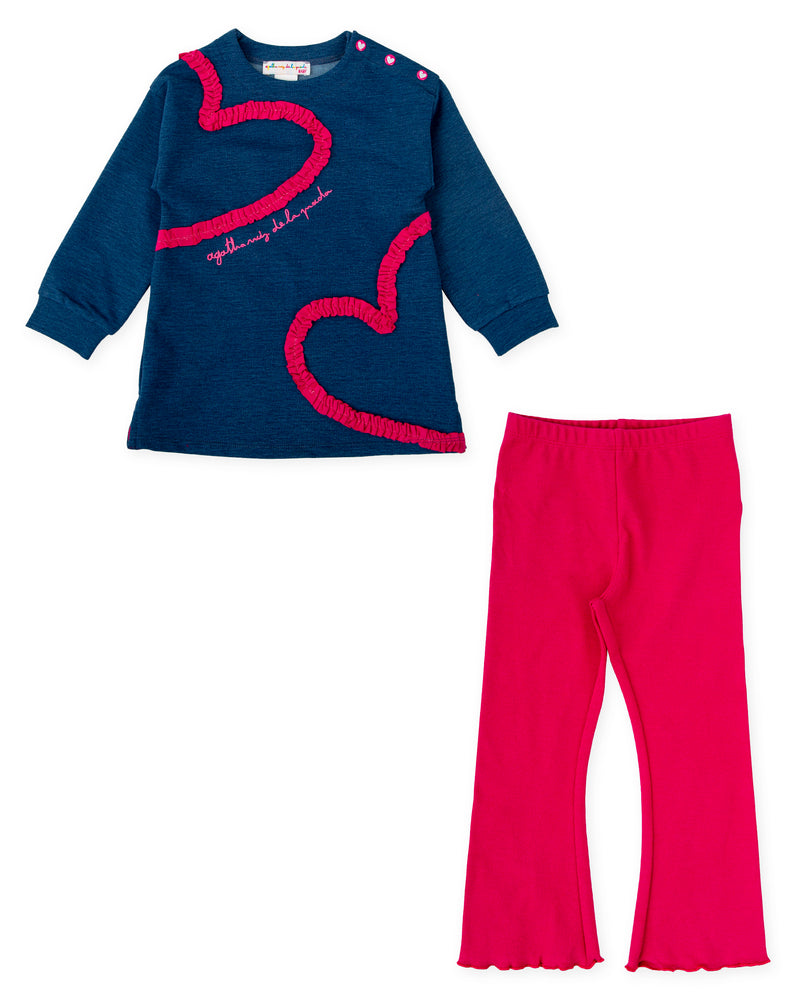 CONJUNTO SUDADERA ÍNDIGO Y LEGGINS FUCSIA