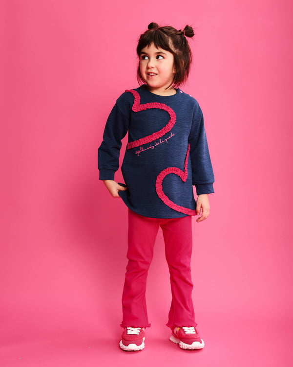 CONJUNTO SUDADERA ÍNDIGO Y LEGGINS FUCSIA