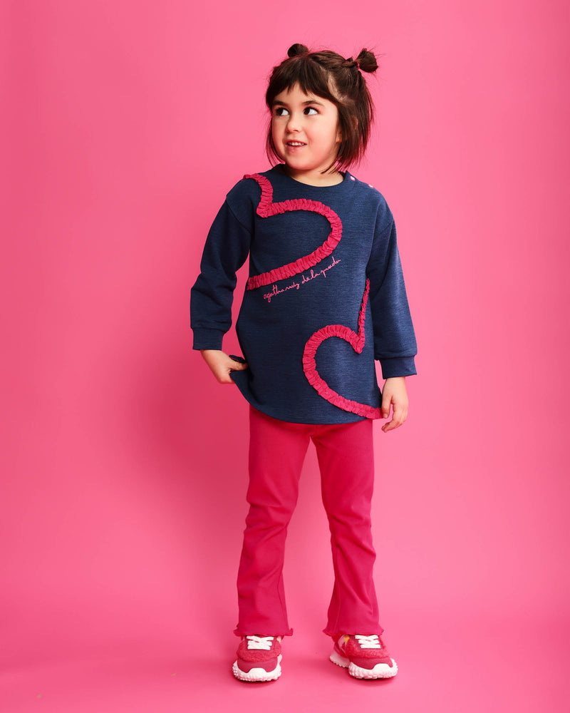 CONJUNTO SUDADERA ÍNDIGO Y LEGGINS FUCSIA