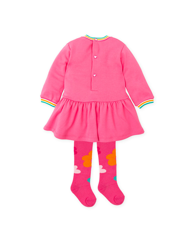 VESTIDO FRESA OSCURO CON LEOTARDOS