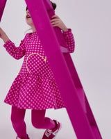 VESTIDO CUADROS FUXCIA CON LEOTARDOS